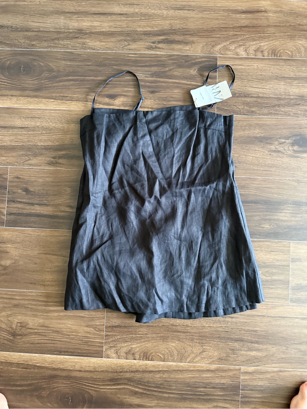 Zara Black Mini Slip Dress with Spaghetti Straps
